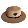 Summer Panama Designer Style Letter hats Strips Hand-woven Ladies Straw Hat