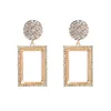 Fashion Designer Rhinestone Earrings for Women Geometric Rectangle Big Statement Drop Earring Dangles Wedding Party Iced Out Jewelry Gifts