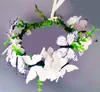 DWWTKL White Butterflies Crown Women Headpiece Flower Girl Headband Hair Wreath Floral Garland