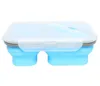 900ml Silicone Pliable Portable Boîte À Lunch Conteneur De Stockage Des Aliments 2 Cellules Bol Bento Boîtes Pliante Boîte À Lunch Écologique 201209