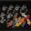 Clous de banger de quartz de 25 mm avec bouchons de carburateurs à bulles de verre Articles divers 10 mm 14 mm 18 mm Femme Mâle 45 Clous de quartz à 90 degrés pour plates-formes pétrolières