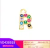 Micro Pave Colorful Rhinestone Letter Charms Pendant Earrings Findings Brass Initial Necklace Jewelry Accessories Wholesale
