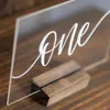 Acrylic Calligraphy Wedding Table Numbers With Wood Holder Set Personalized Number Sign Modern Wedding Table Number for Party