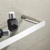 Prateleira de banheiro de aço inoxidável de 24 polegadas com parede de parede de vidro montado em parede retangular rack de toalhas de toalhas de toalhas de moda T200915