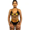 Zpdwt Sexig Tribal Print Badkläder Kvinnor Afrikansk Baddräkt Baddräkt Hög midja Bikini Gul Beach Swim Wear för Små Kistor T200708