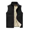 Gilet da uomo Inverno senza cappuccio tinta unita in cotone sciolto nero casual Gilet con cerniera tascabile tridimensionale in peluche 220119