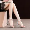 Sophitina sandalen vrouwen mode woord dand open teen dikke hak crystal edelsteen rits dames sandalen sexy feestschoenen vrouwen SO516 0928