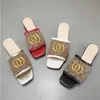 Ontwerper Zomer Strandslippers mode Loafers Lazy Lage hakken flops leer Letters dame Cartoon Slides damesschoenen Metaal Dames Sandalen Grote maat 35-42 us4-us11