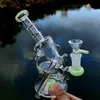 Glass Water Bongs Small Recycler Bong Heady Hookahs Dab Oil Rigs Sidecar 14mm Joint Smoking Pipes Showerhead Perc Percolator Hookah Waterpipe With Bowl