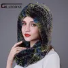 Beanie/Skull Caps Glaforny 2021 Knitted Real Rex Fur Hat Ear Muff Scarf Cap Soft And Fashionable 2 Use 22 Colors1