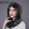 BeanieSkull Caps Glaforny 2021 Knitted Real Rex Fur Hat Ear Muff Scarf Cap Soft And Fashionable 2 Use 22 Colors16665026