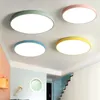 Tavan Işıkları 18 W 24 W 36 W 48 W Modern Ultra-ince Basit Macaron Renkli LED Işık 5 cm İnce Lamba Yuvarlak Yarı Yatak Odası