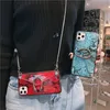 뱀 패턴 Crossbody Wallet 케이스 iPhone 13 11 12 Pro XR x 8 7 플러스 삼성 S20 울트라 체인 끈 패션 쉘 디자이너 커버