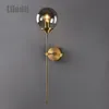 Lampada da parete moderna lampada a sfera in vetro a led nordico dorato comodino soggiorno corridoio decorazione della casa illuminazione luci in metallo