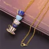 Boho Fait À La Main Tasse À Thé Collier Pendentif Femme Collier Chandail Chaîne Vêtements Accessoires Long Collier Émail Collane Bijoux G220310