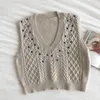 Gagarich Pullover Weste WomenNew Herbst Winter Koreanischen Stil Retro Mädchen Ins Blumenstickerei Lose Chool V-ausschnitt Gestrickte Westen 201031