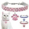 Dog Collars & Leashes 1PC Cat Rhinestone Collar Sparkly Pet Crystal Diamante Diamonds Elastic Necklace With Pendant