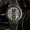 2022 NYA herrklockor svart stålboett gummiband racingklocka Tourbillon Dial sport japan vk quartz Multifunktionell kronografkalender Armbandsur Montre