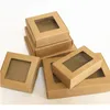 5 pcs Caixa de presente de papel kraft em branco com janela artesanal caixa de sabão jóias de jóias presente caixa de doces casamento festa de jluluay