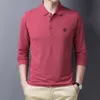 Ymwmhu mode män polo skjorta långärmad koreansk mode kläder avslappnad solid grafisk tryckt manlig polo shirt slim passform toppar 220309