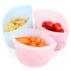 3 stks / set Herbruikbare Ziplock Bag Zip Containers Stand Up Silicone Food Bag Keuken Opslag Leakproof Zip Lock Bag Set 201021