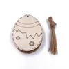 Easter Wooden Pendants Decorations Pendant 10Pcs DIY Carved Wooden Egg Hanging Pendants Ornaments Creative Wooden Craft Party Favors ZYY396b