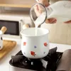 Mini ceramic Enamel Pot With Wooden Handle Gas Stove Induction Cooke Baby Breakfast Milk Coffee saucepan Cookware 201223