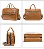 Luufan Soft Genuine Leather Mens Business Briefcase 15" PC Handbag Male Real Leather Retro Briefcase Bag Crossbody Bag Men1