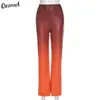 Orangea mulheres gradient colorido y2k faux couro calças retas vintage escritório senhora slim 2021 primavera moda streetwear calças