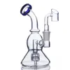 6 tum mini blå svart dubbel kalebass form mni däck rrcyler glas vatten bongs 14,4 mm banger gratis frakt