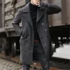 RUELK hommes automne et hiver mi-longueur Style d'affaires Trench-Coat classique couleur unie impression épais Double boutonnage hommes 201120