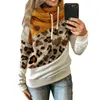Felpe con cappuccio da donna 5XL felpa con cappuccio patchwork leopardo donna 2021 autunno inverno magliette a maniche lunghe pullover con coulisse femminile