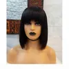 9A Bob Human Hair Wigs With Full Bangs Pre Plucked Lace Frot Wig Brazilian Virgin Short Full Lace Wig For Black Women4811597