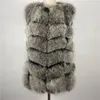 BEIZIRU real Fur Vest height 68cm Waistcoat woman natural winter warm Real Natural Fur Vest sleeveless silver vest 201016