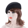 女性のヴィンテージルック100％ウールフェルトティルトウィンターベレー帽子ピルボックス魅力者ソーサーキャップフォーマルドレッシーA8 220302