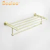 Bathroom Towel Rack Golden Brush Towel Holder Storage Towel Rack Shelf Wall Mounted Brushed Stainless Steel T200915