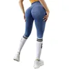 Las mujeres de cintura alta de entrenamiento de gimnasia sin costuras polainas de impresión de letras transpirable Fitness Sports Legging Push Hip Running Yoga Pant 201014