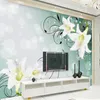 Fond d'écran personnalisé Mural 3D Stereo Belle romantique Home Décor Lily Fleurs Peinture murale Salon Chambre à coucher imperméable Toile