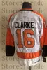 CCM Vintage Jersey de hockey 27 Ron Hextall 88 eric Lindros 16 Bobby Clarke 28 Giroux Orange Jersey 1 Bernie Parent 7 Bill Barber Retro Maillots de glace Blanc Noir cousu