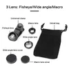 7 Colorss Universal 3 in 1 Wide Angle Macro Fisheye Lens Camera Mobile Phone Lenses Fish Eye Lentes