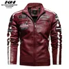 秋の冬のメンフェイクレザージャケットオートバイブルー、赤、黒のジャケット3xlメンズマレスPUレザー220125