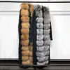 Yoloagain зима теплые женщины с капюшоном натуральный енот натуральный лисиц меховые кардиган свитер х-длинные 120-125 201120