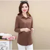 Chic Solid polo collar shirt women fashion elegant slim plus size 5XL long sleeve blouse female Mom casual spring tops 220307