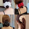 Fashion Women Birds Nest Hair Claw Clamps Expanding Large Scrunchies Satin Cloth Hair Bun Maker Ponytail Holder Clips Hair Accessories