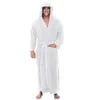 Roupas de casa Mens Bathrobe Winter Robe Long Shawl Robe Bathrobe Male Mangueado Lão Pijama de Robe Longo Pijama Pijama de Banho de Banho 201109