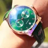 Cheap New Day-Date Mens Watch Automatic Rose Gold Case Rose Gold Hands Green Dial Green Leather Strap High Quality Timezonewatch E174d1