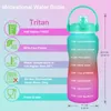 Quifit galon su şişesi ile 3,8 2 litre büyük kapasiteli tritan bir ücretsiz motivasyonlu alıntı zaman işareti fitness sürahi 220217