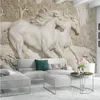 Custom Any Size Mural Wallpaper 3D Embossed White Horse Living Room Bedroom Sofa TV Home Decoration Background