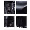 PU Leather Jacket Black Men Leather Jacket Hooded Zipper Men Coat Long Sleeve Turtleneck Faux Leather Jacket 201128