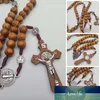 Новая мода ручной работы круглый католический католический розарий крест религиозные коричневые деревянные бусины мужские розария ожерелье